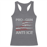 Pro Gun Anti Ice Racerback Tank Top Vintage American Flag 2nd Amendment Support