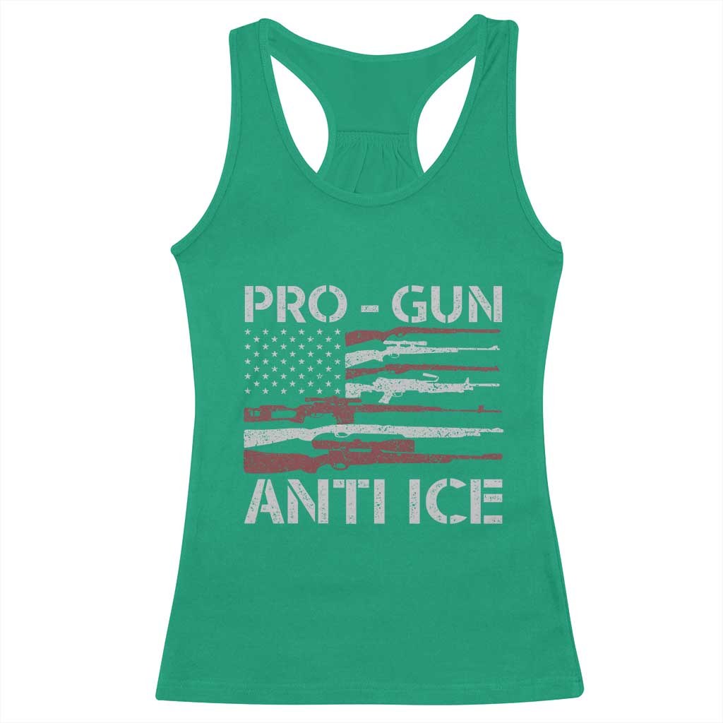Pro Gun Anti Ice Racerback Tank Top Vintage American Flag 2nd Amendment Support