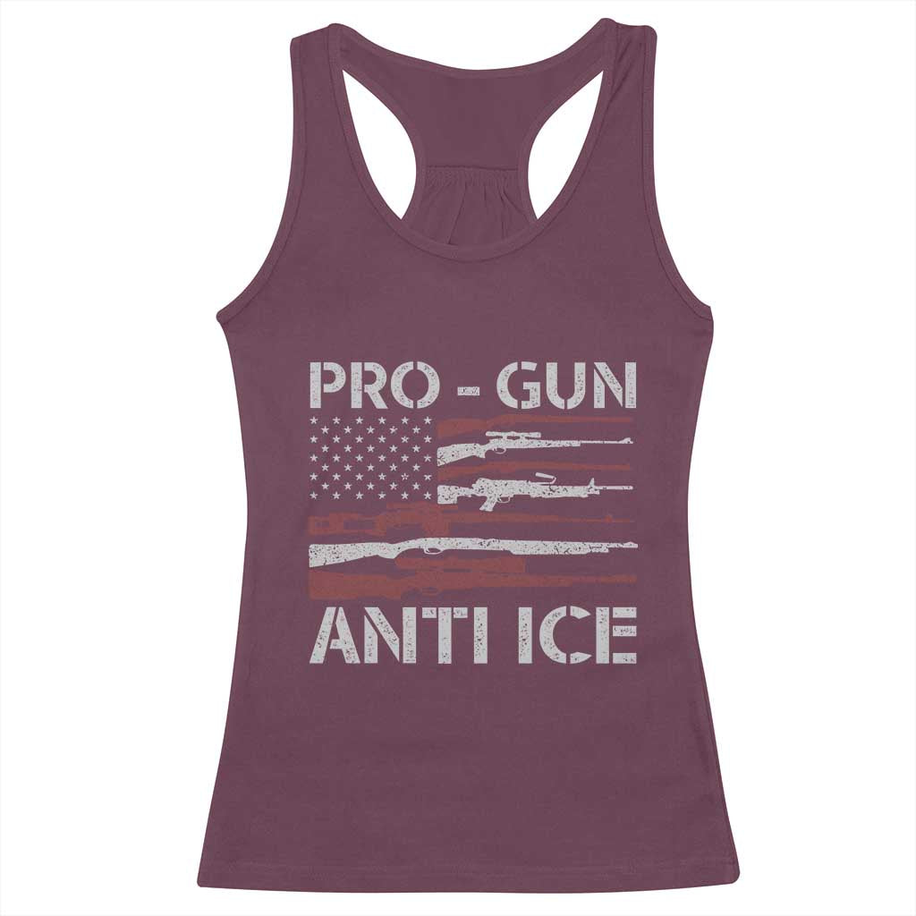 Pro Gun Anti Ice Racerback Tank Top Vintage American Flag 2nd Amendment Support