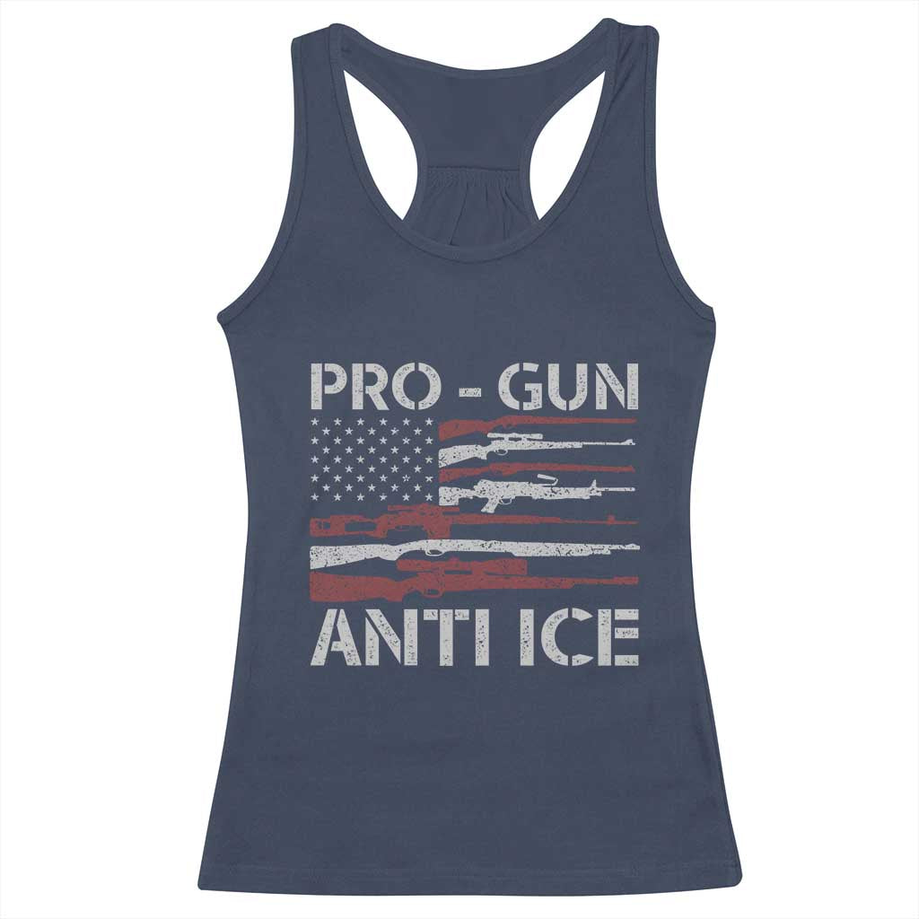 Pro Gun Anti Ice Racerback Tank Top Vintage American Flag 2nd Amendment Support
