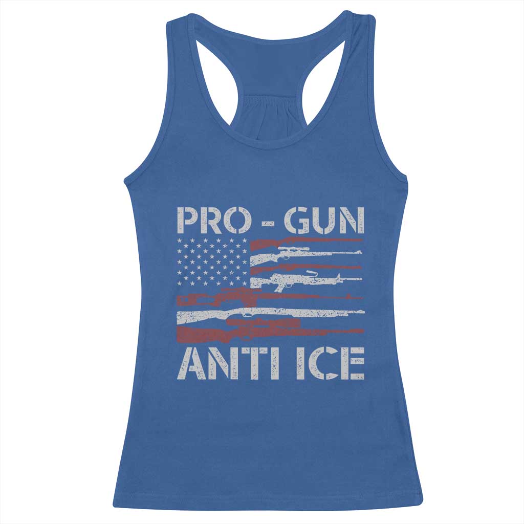 Pro Gun Anti Ice Racerback Tank Top Vintage American Flag 2nd Amendment Support