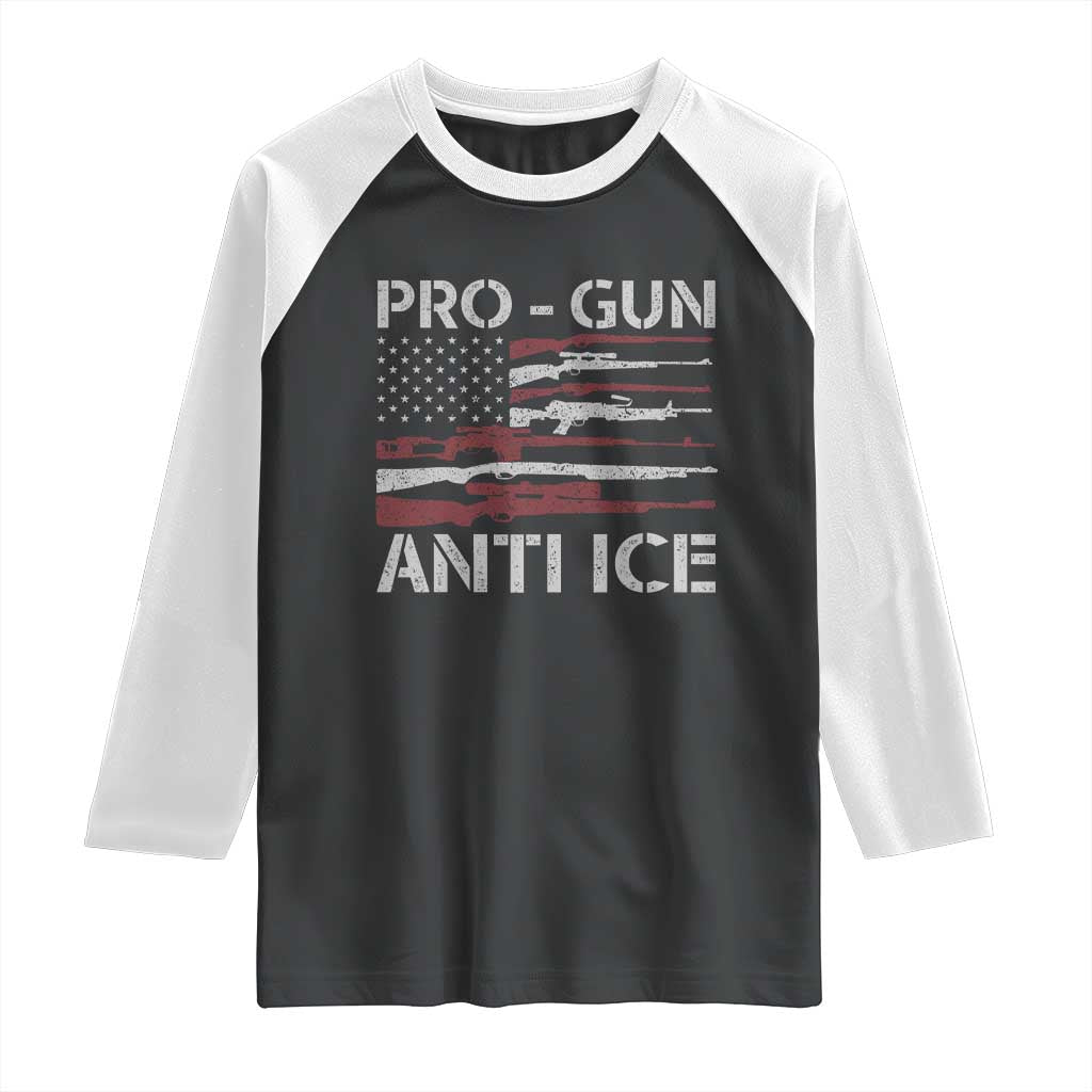 Pro Gun Anti Ice Raglan Shirt Vintage American Flag 2nd Amendment Support