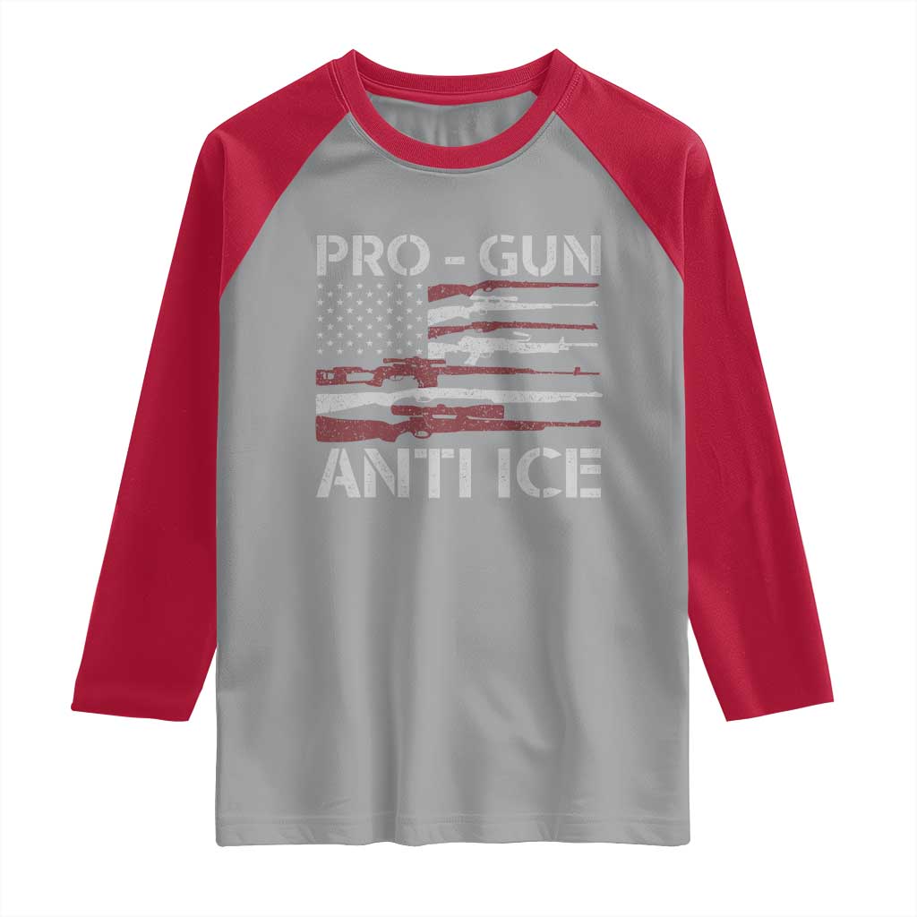 Pro Gun Anti Ice Raglan Shirt Vintage American Flag 2nd Amendment Support