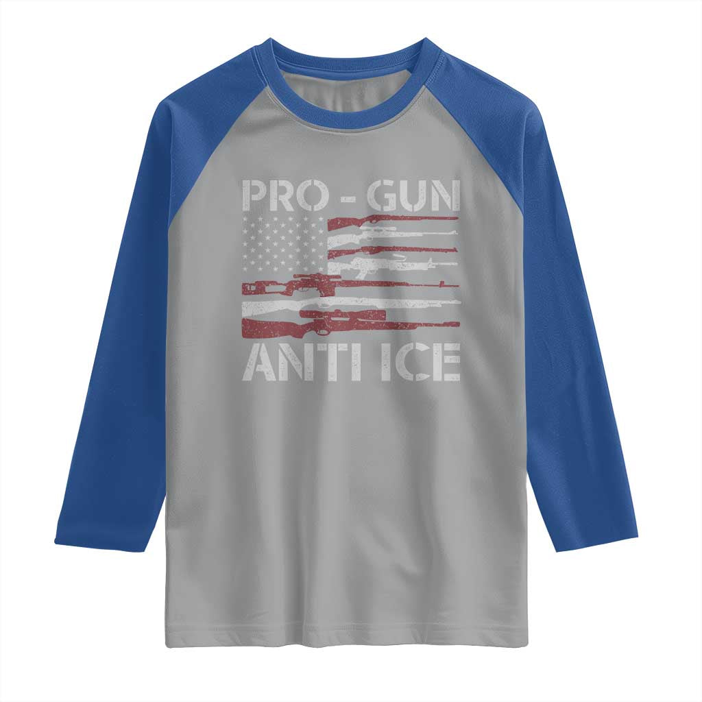 Pro Gun Anti Ice Raglan Shirt Vintage American Flag 2nd Amendment Support