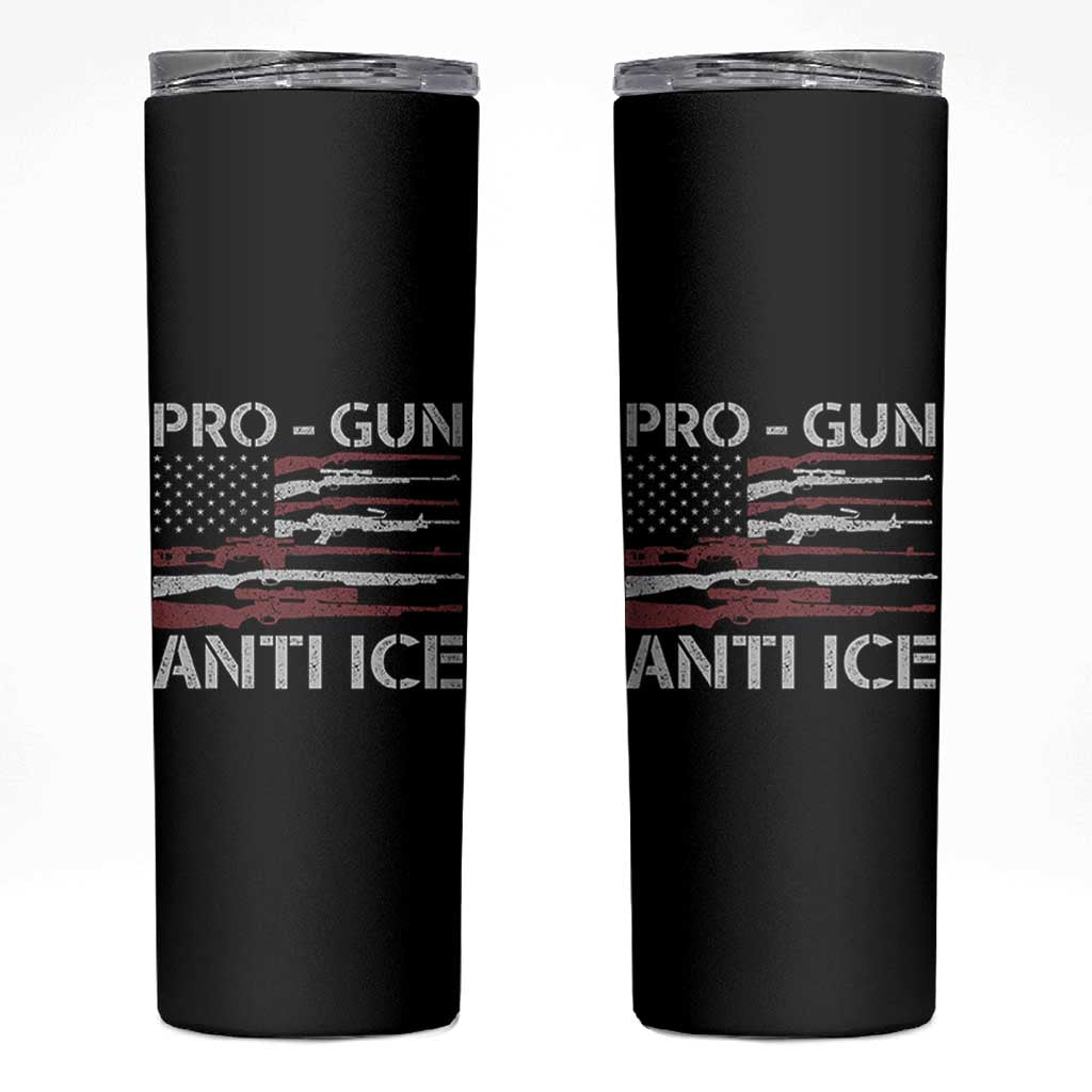 Pro Gun Anti Ice Skinny Tumbler Vintage American Flag 2nd Amendment Support