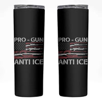 Pro Gun Anti Ice Skinny Tumbler Vintage American Flag 2nd Amendment Support