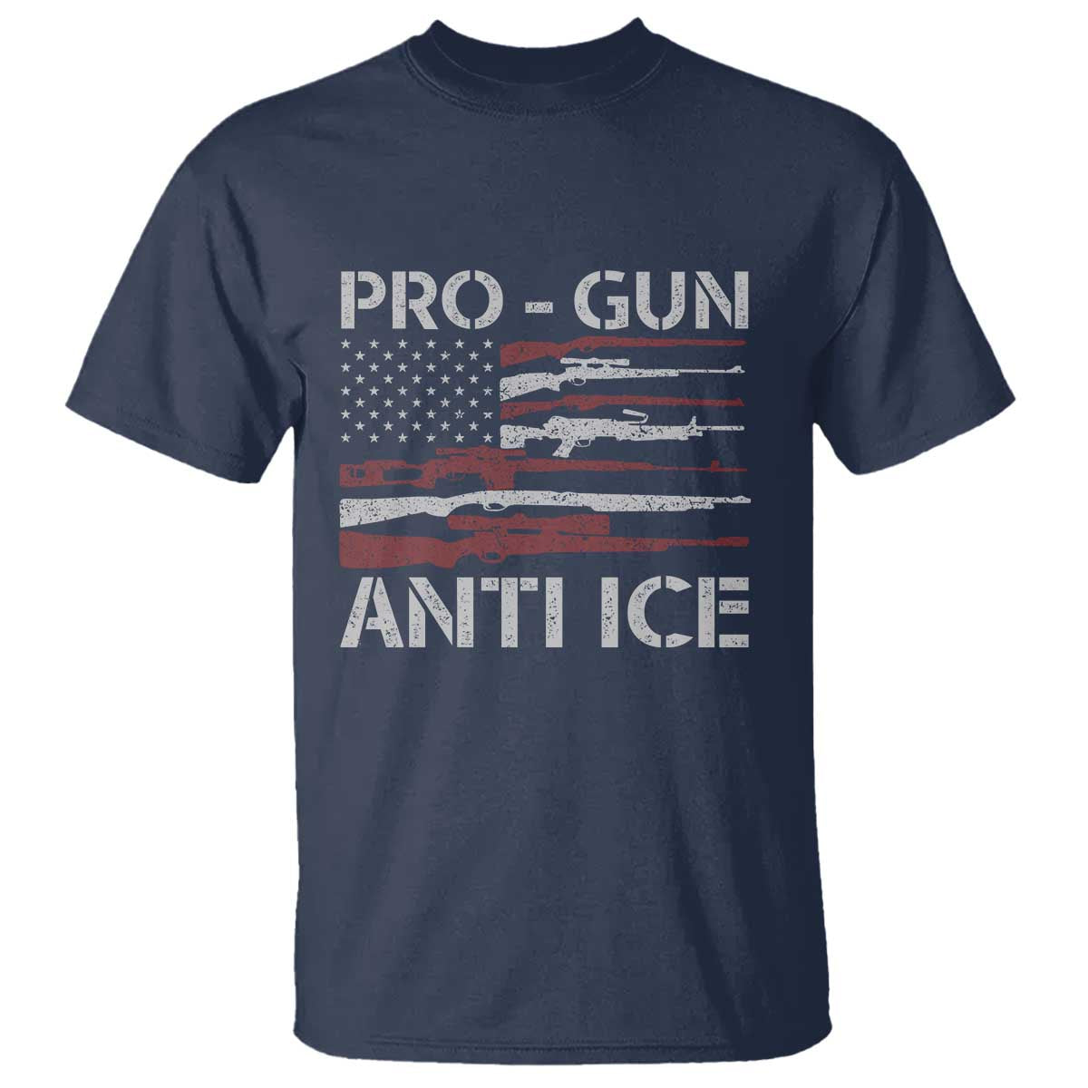 Pro Gun Anti Ice T Shirt Vintage American Flag 2nd Amendment Support