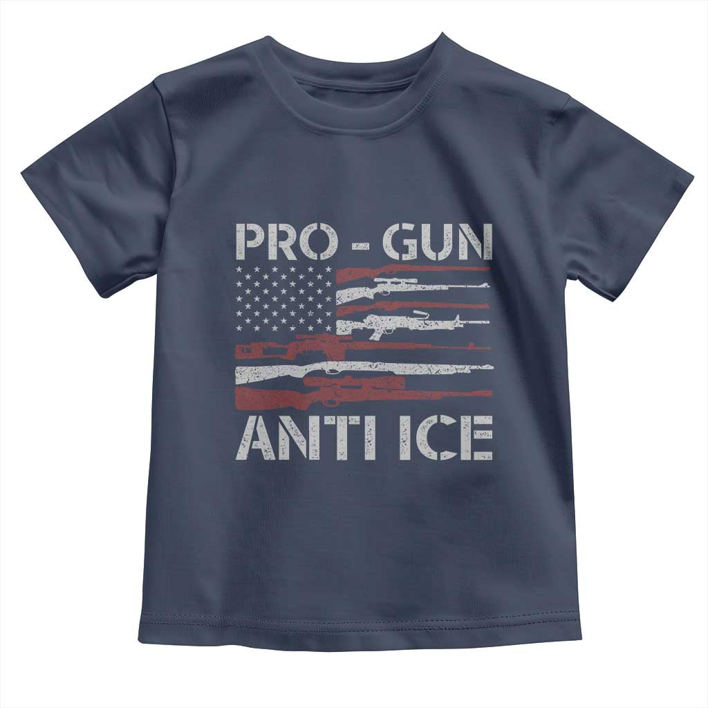 Pro Gun Anti Ice Toddler T Shirt Vintage American Flag 2nd Amendment Support