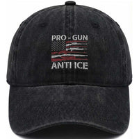 Pro Gun Anti Ice Washed Cotton Baseball Cap Vintage American Flag 2nd Amendment Support