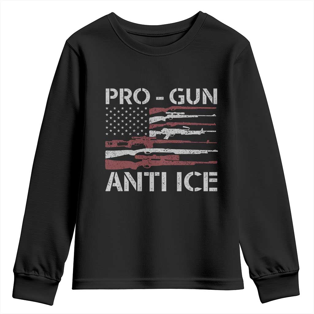 Pro Gun Anti Ice Youth Sweatshirt Vintage American Flag 2nd Amendment Support
