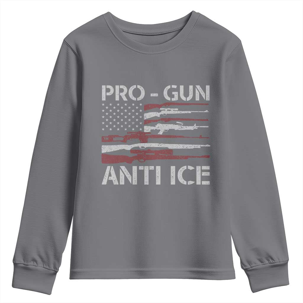 Pro Gun Anti Ice Youth Sweatshirt Vintage American Flag 2nd Amendment Support