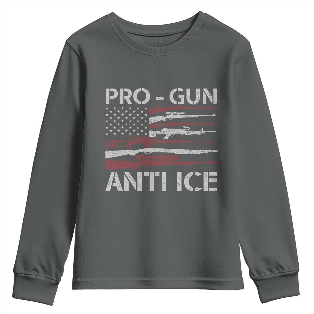 Pro Gun Anti Ice Youth Sweatshirt Vintage American Flag 2nd Amendment Support