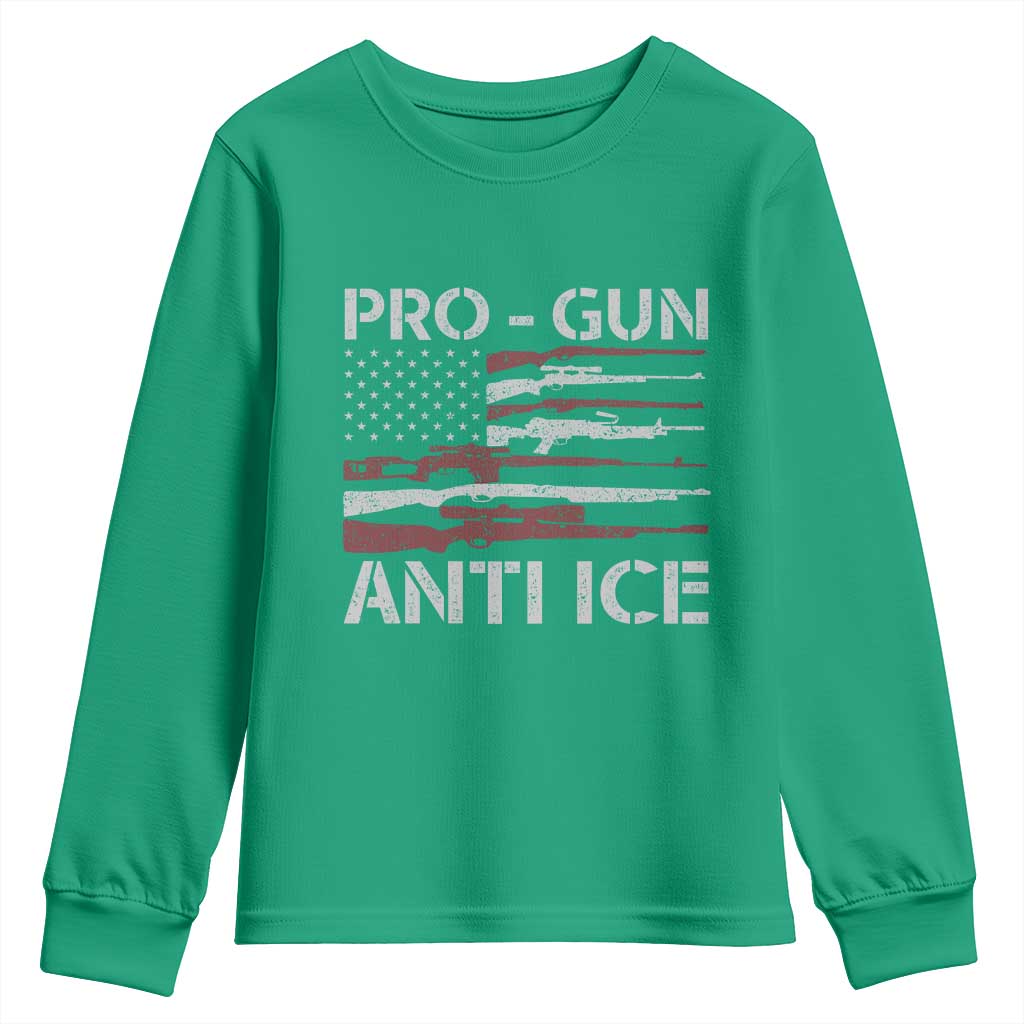 Pro Gun Anti Ice Youth Sweatshirt Vintage American Flag 2nd Amendment Support