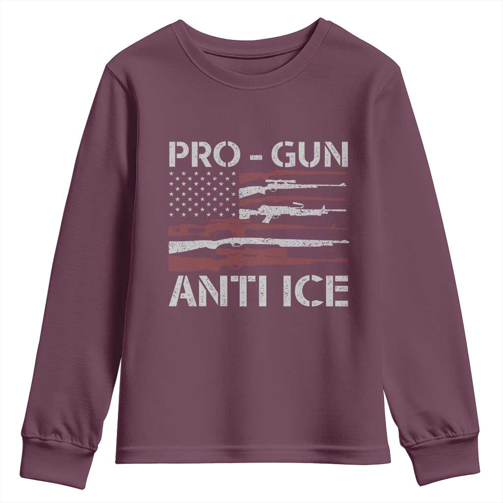 Pro Gun Anti Ice Youth Sweatshirt Vintage American Flag 2nd Amendment Support