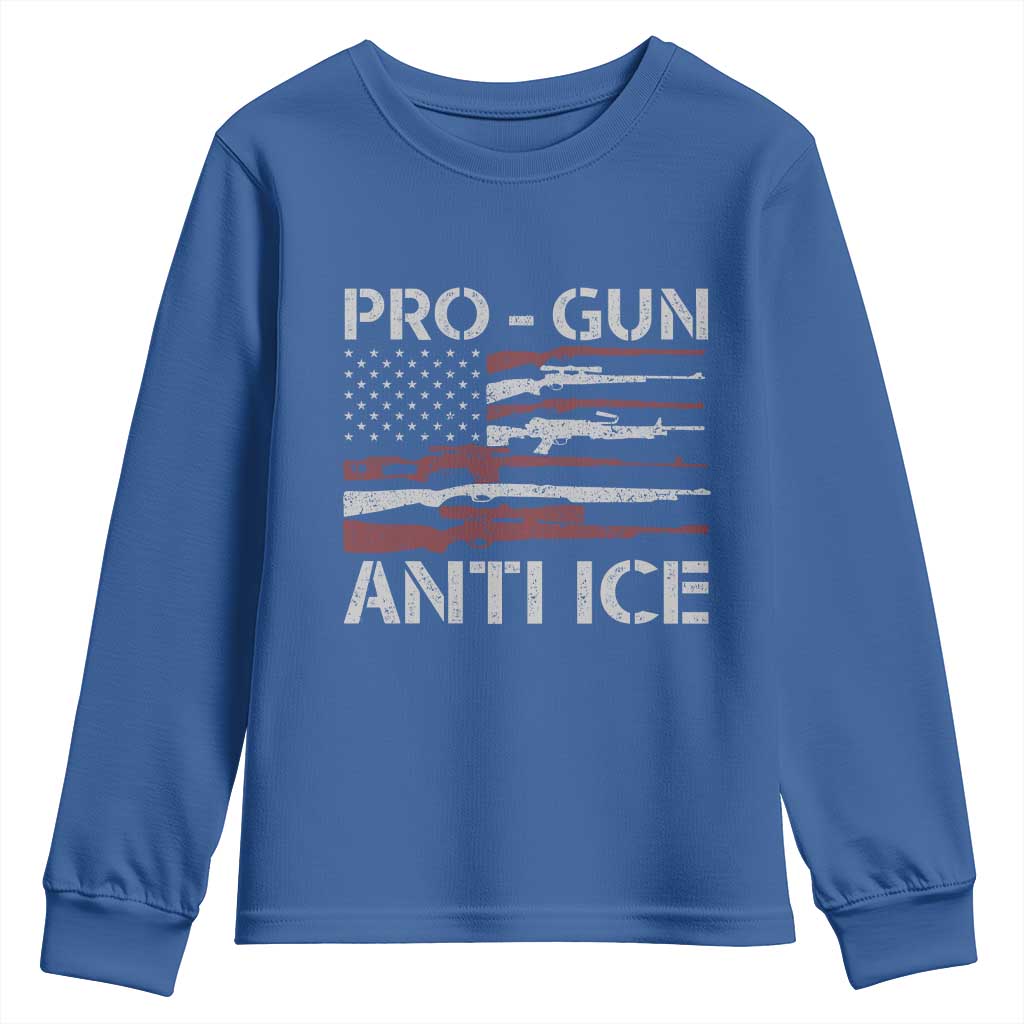 Pro Gun Anti Ice Youth Sweatshirt Vintage American Flag 2nd Amendment Support