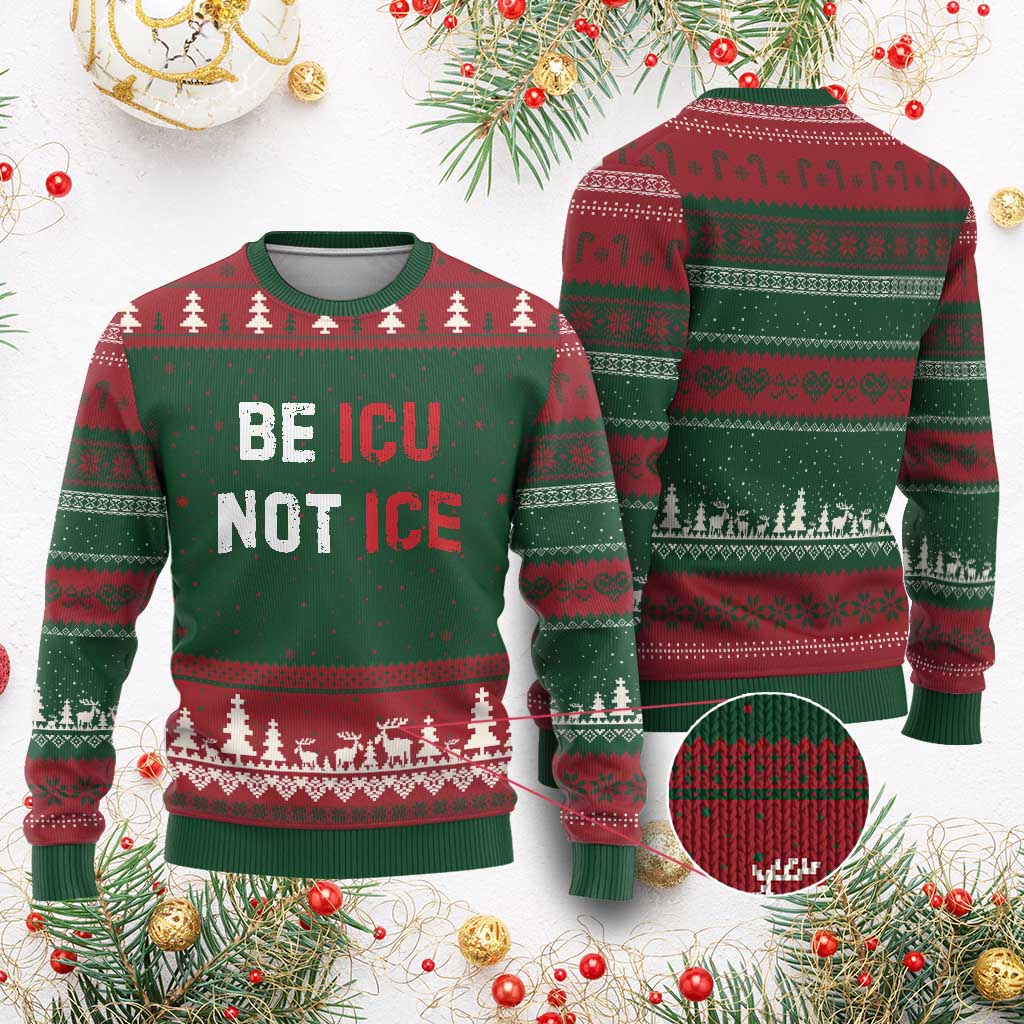 Be ICU Not ICE Ugly Christmas Sweater Alex Pretti Memorial Tribute Minneapolis 2026