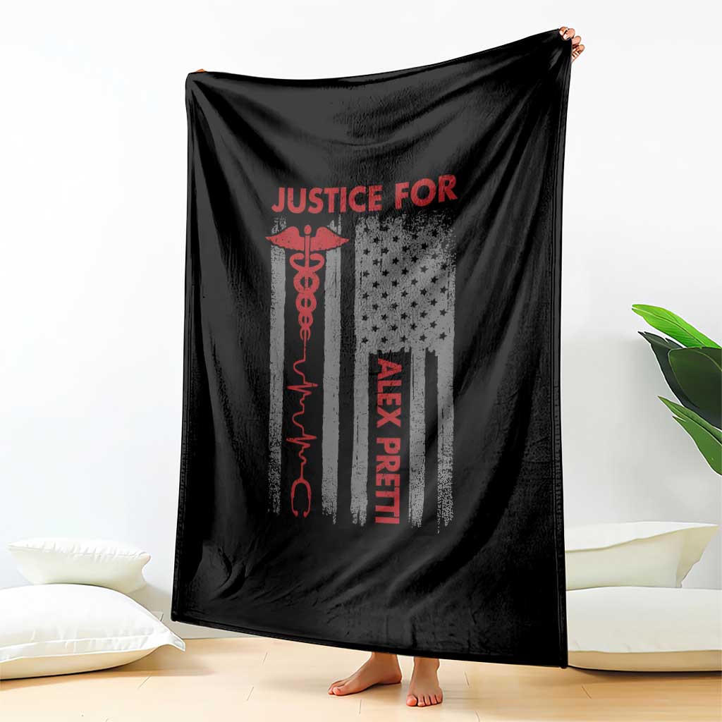 Justice For Alex Pretti Throw Blanket Minneapolis Tribute 2026 ICU Nurse American Flag