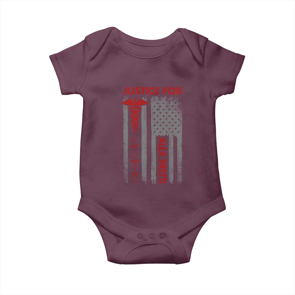 Justice For Alex Pretti Baby Onesie Minneapolis Tribute 2026 ICU Nurse American Flag