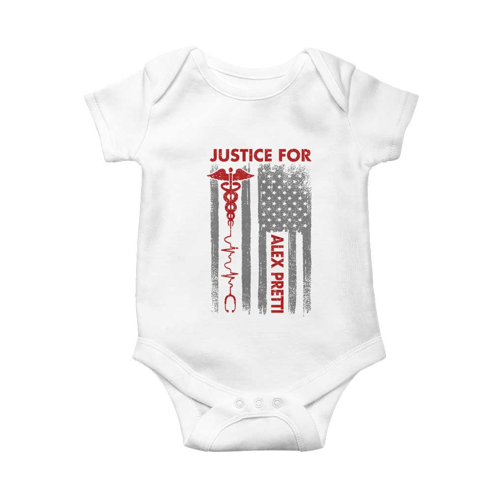 Justice For Alex Pretti Baby Onesie Minneapolis Tribute 2026 ICU Nurse American Flag