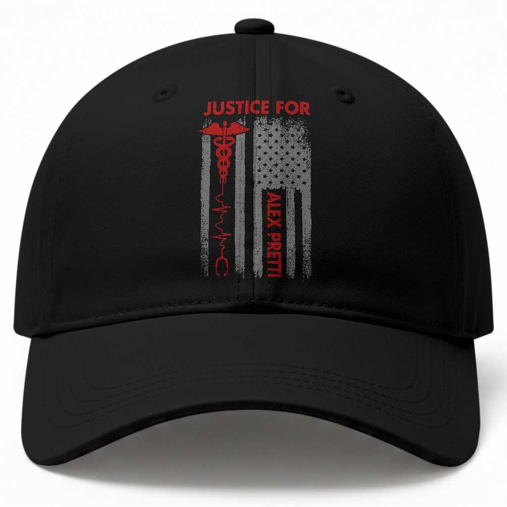 Justice For Alex Pretti Baseball Cap Minneapolis Tribute 2026 ICU Nurse American Flag