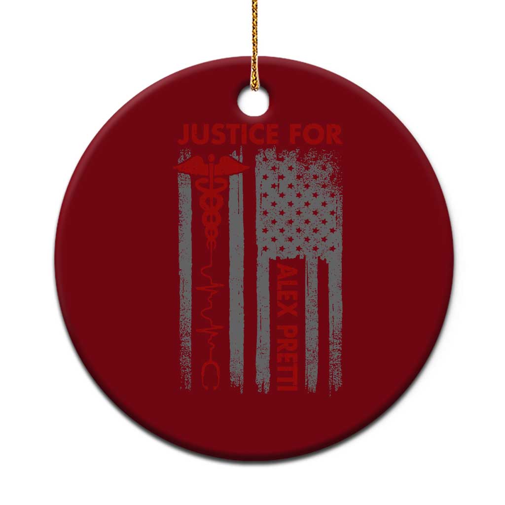 Justice For Alex Pretti Ceramic Ornament Minneapolis Tribute 2026 ICU Nurse American Flag