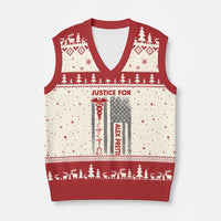 Justice For Alex Pretti V-Neck Knit Sweater Vest Minneapolis Tribute 2026 ICU Nurse American Flag