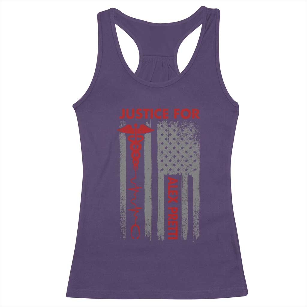 Justice For Alex Pretti Racerback Tank Top Minneapolis Tribute 2026 ICU Nurse American Flag