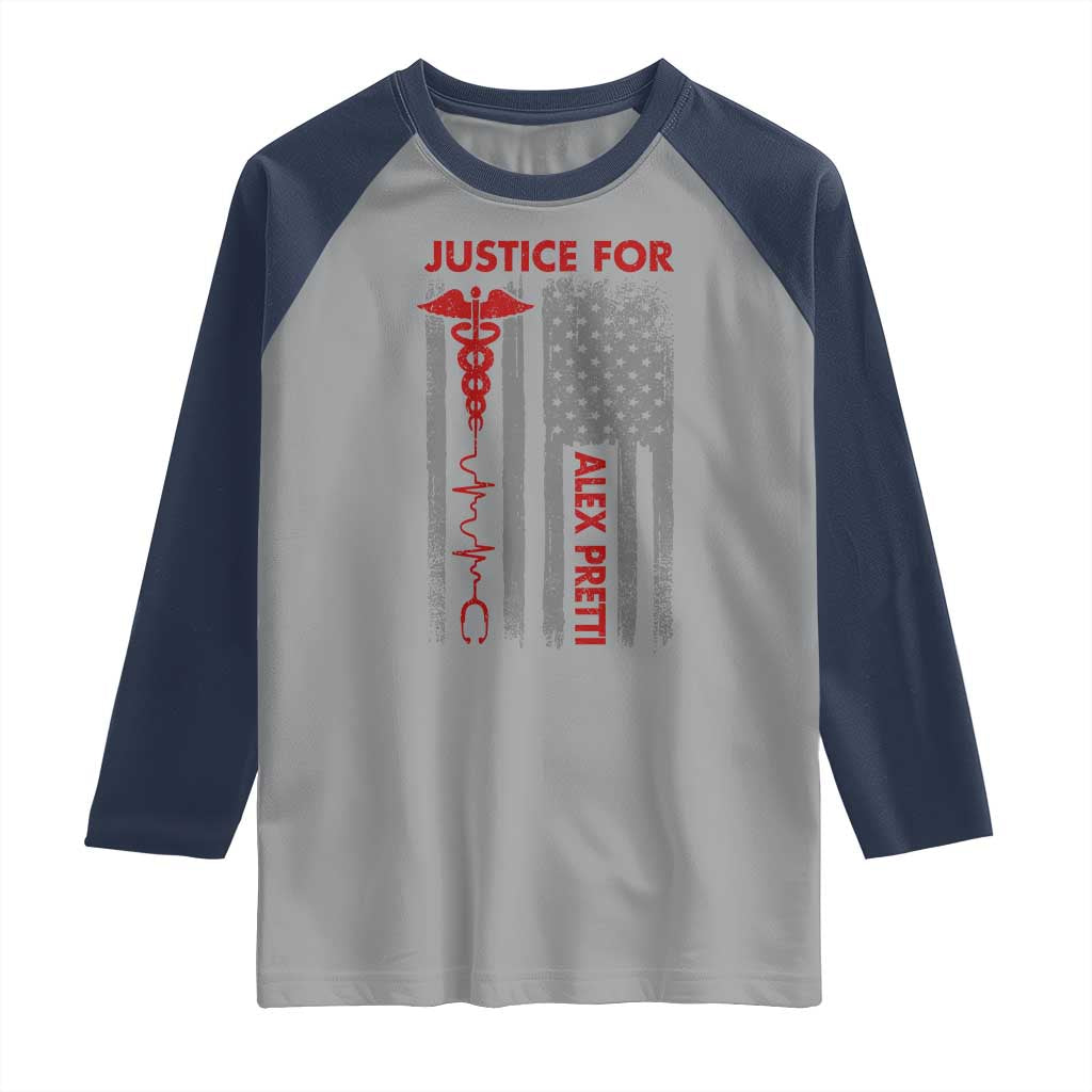 Justice For Alex Pretti Raglan Shirt Minneapolis Tribute 2026 ICU Nurse American Flag