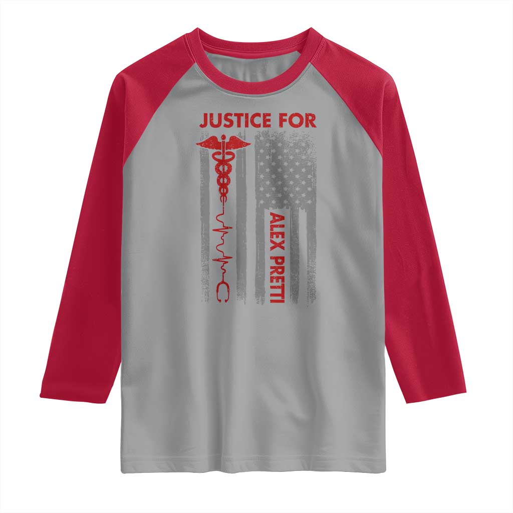 Justice For Alex Pretti Raglan Shirt Minneapolis Tribute 2026 ICU Nurse American Flag