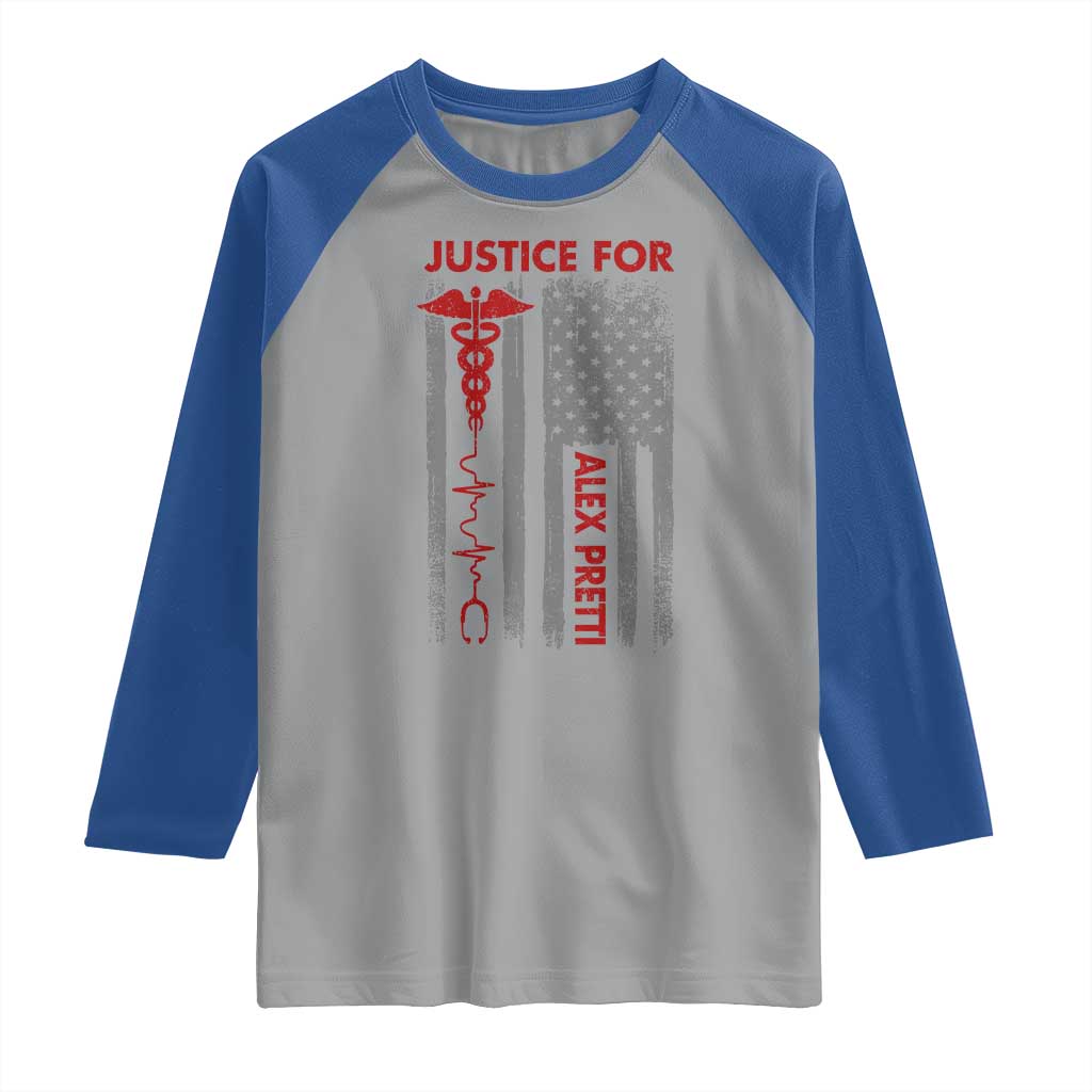 Justice For Alex Pretti Raglan Shirt Minneapolis Tribute 2026 ICU Nurse American Flag
