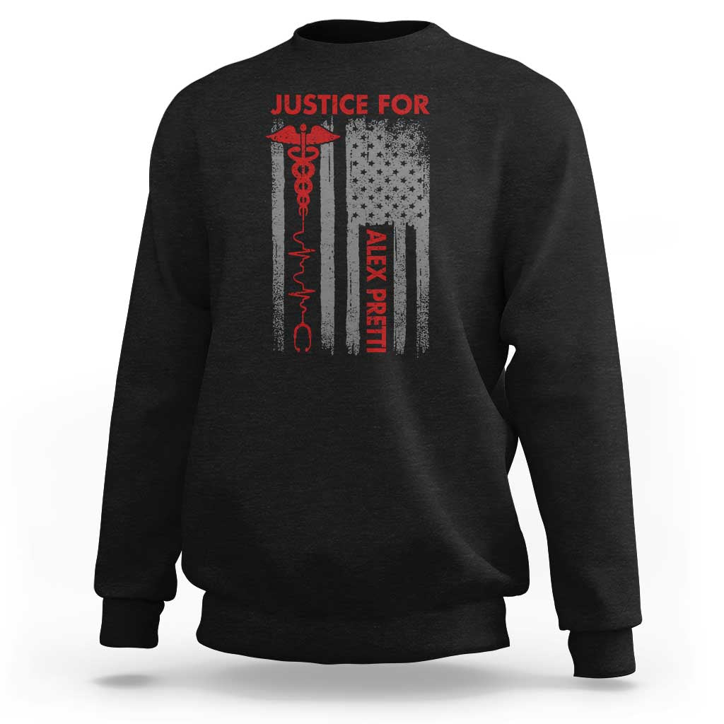 Justice For Alex Pretti Sweatshirt Minneapolis Tribute 2026 ICU Nurse American Flag