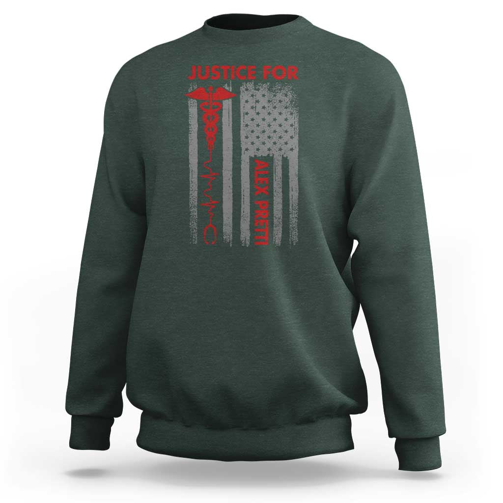 Justice For Alex Pretti Sweatshirt Minneapolis Tribute 2026 ICU Nurse American Flag
