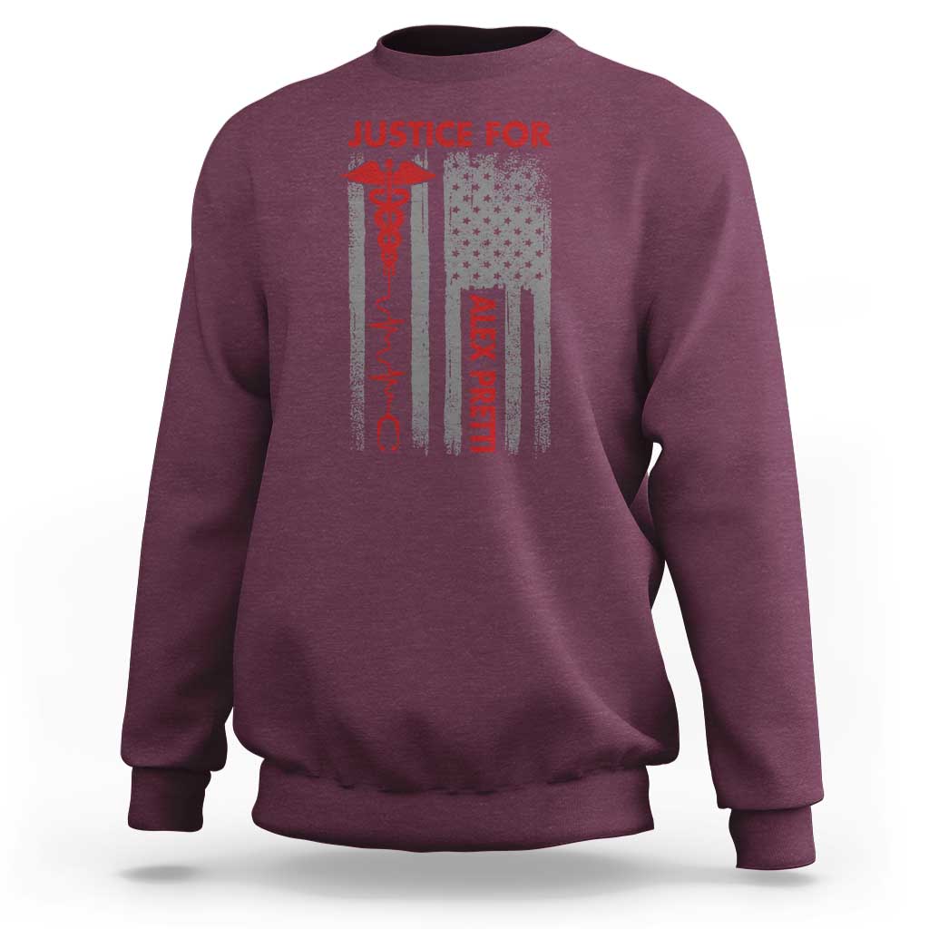Justice For Alex Pretti Sweatshirt Minneapolis Tribute 2026 ICU Nurse American Flag