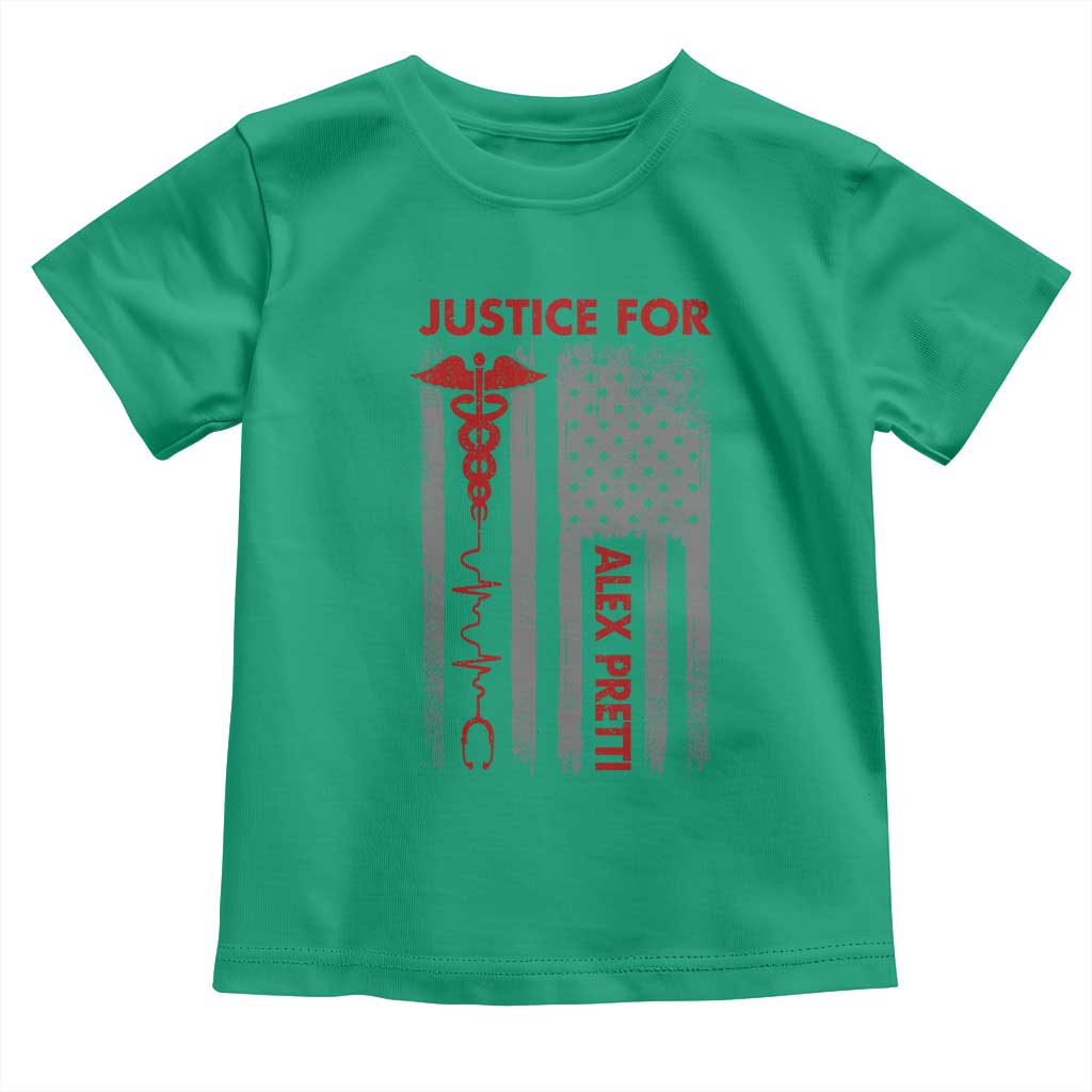 Justice For Alex Pretti Toddler T Shirt Minneapolis Tribute 2026 ICU Nurse American Flag