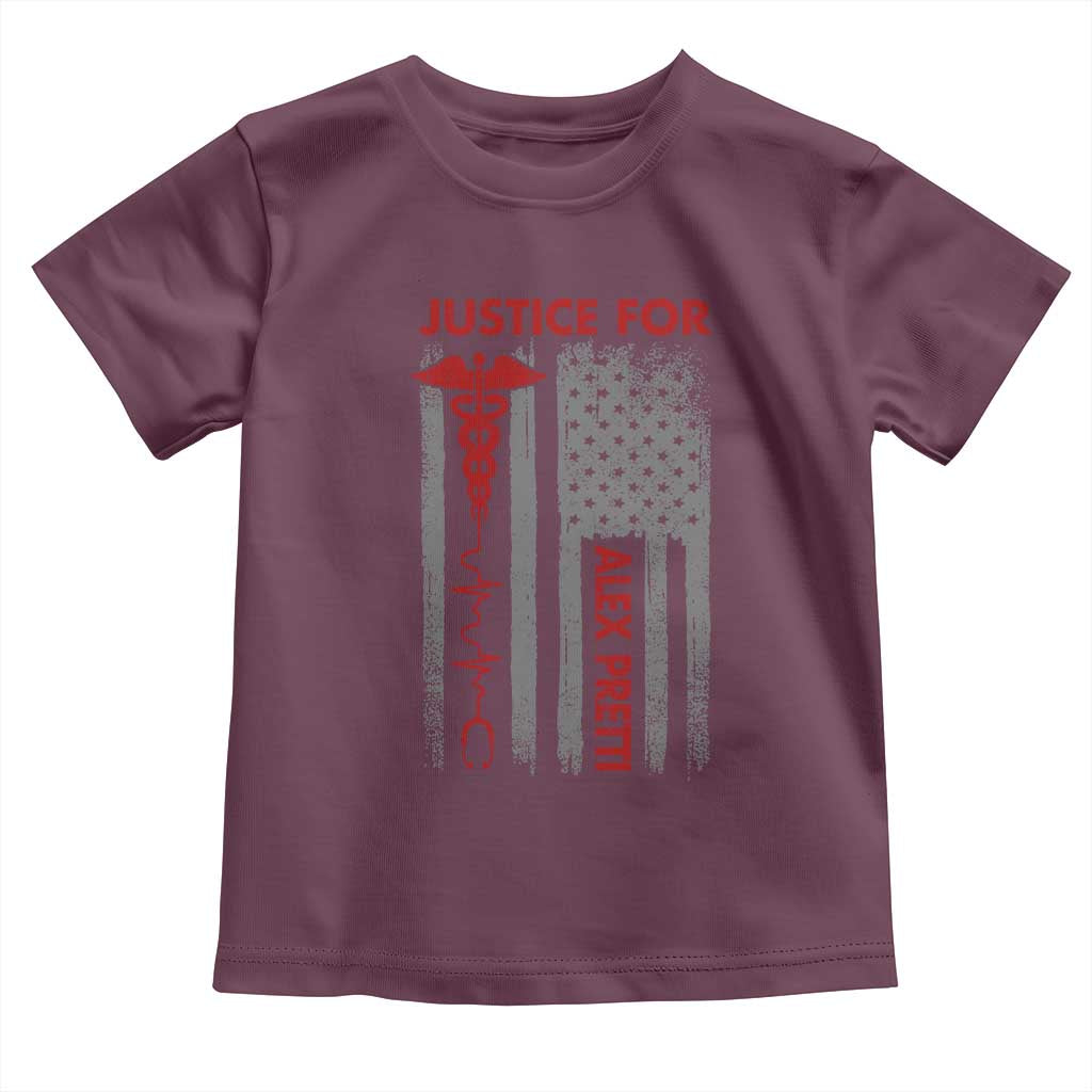 Justice For Alex Pretti Toddler T Shirt Minneapolis Tribute 2026 ICU Nurse American Flag