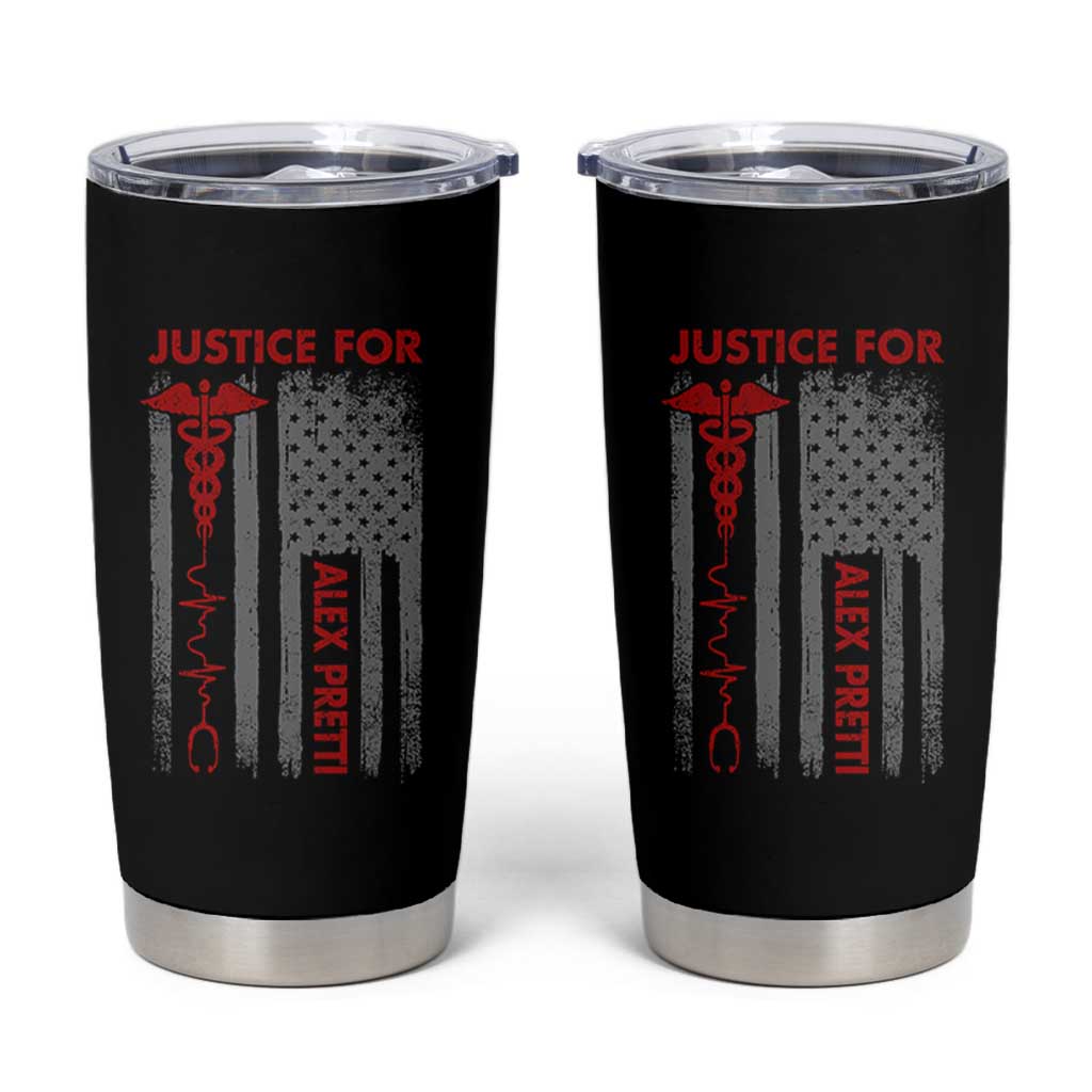 Justice For Alex Pretti Tumbler Cup Minneapolis Tribute 2026 ICU Nurse American Flag