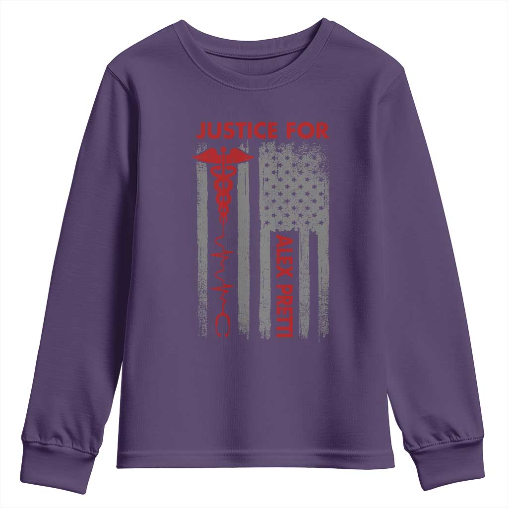 Justice For Alex Pretti Youth Sweatshirt Minneapolis Tribute 2026 ICU Nurse American Flag