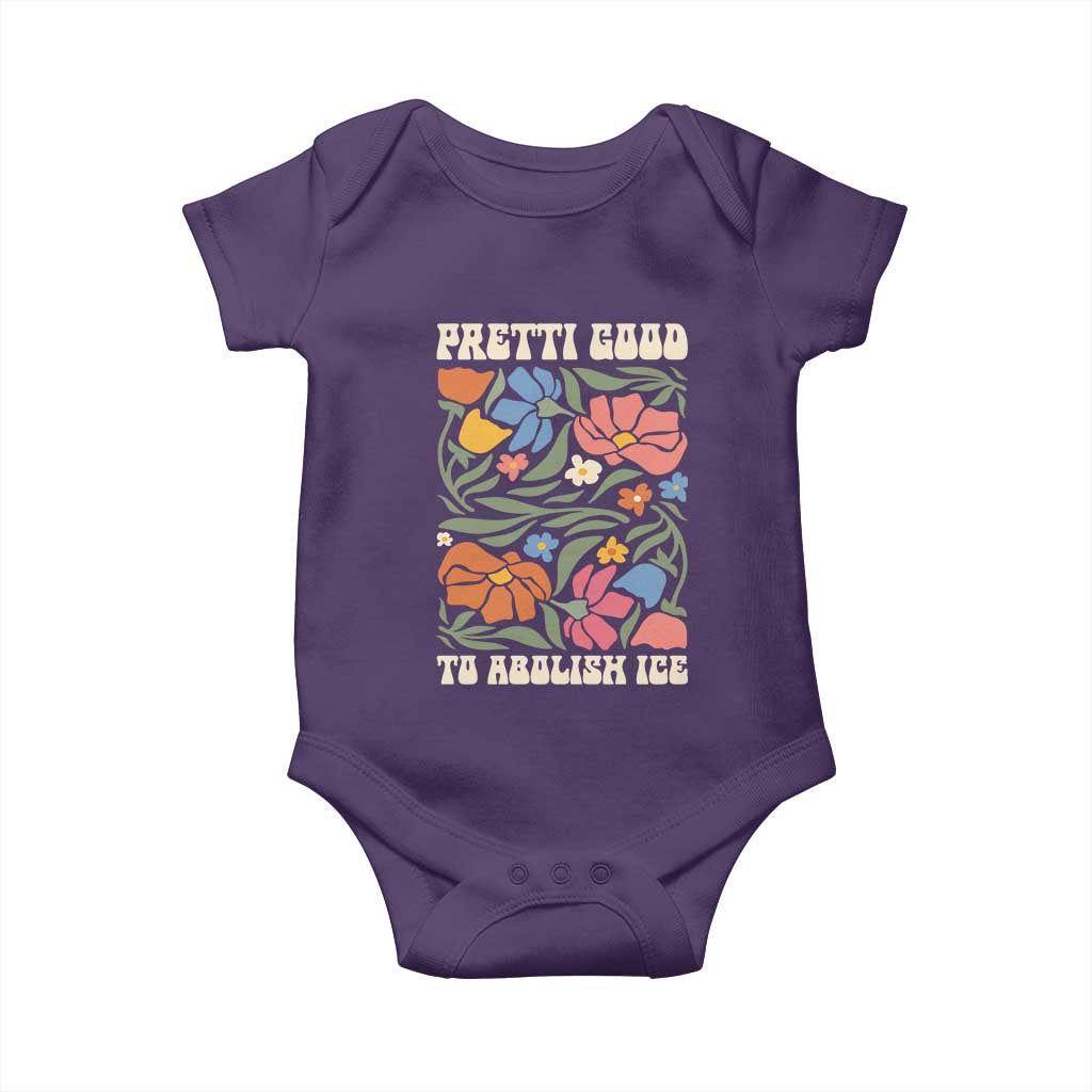 Pretti Good To Abolish Ice Baby Onesie Minneapolis Protest Political Statement Retro Floral