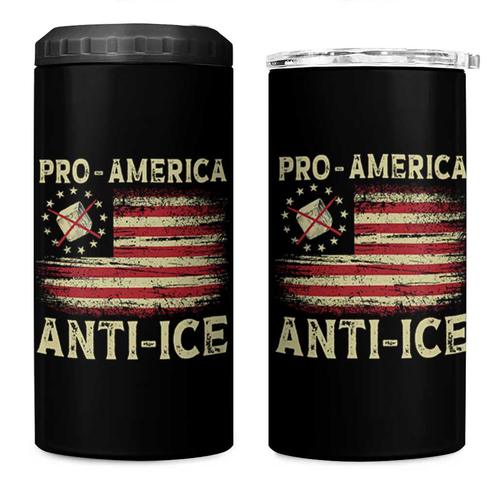 Pro American Anti Ice 4 in 1 Can Cooler Tumbler Resist Protest Support Immigrants Refugee