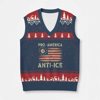 Pro American Anti Ice V-Neck Knit Sweater Vest Resist Protest Support Immigrants Refugee