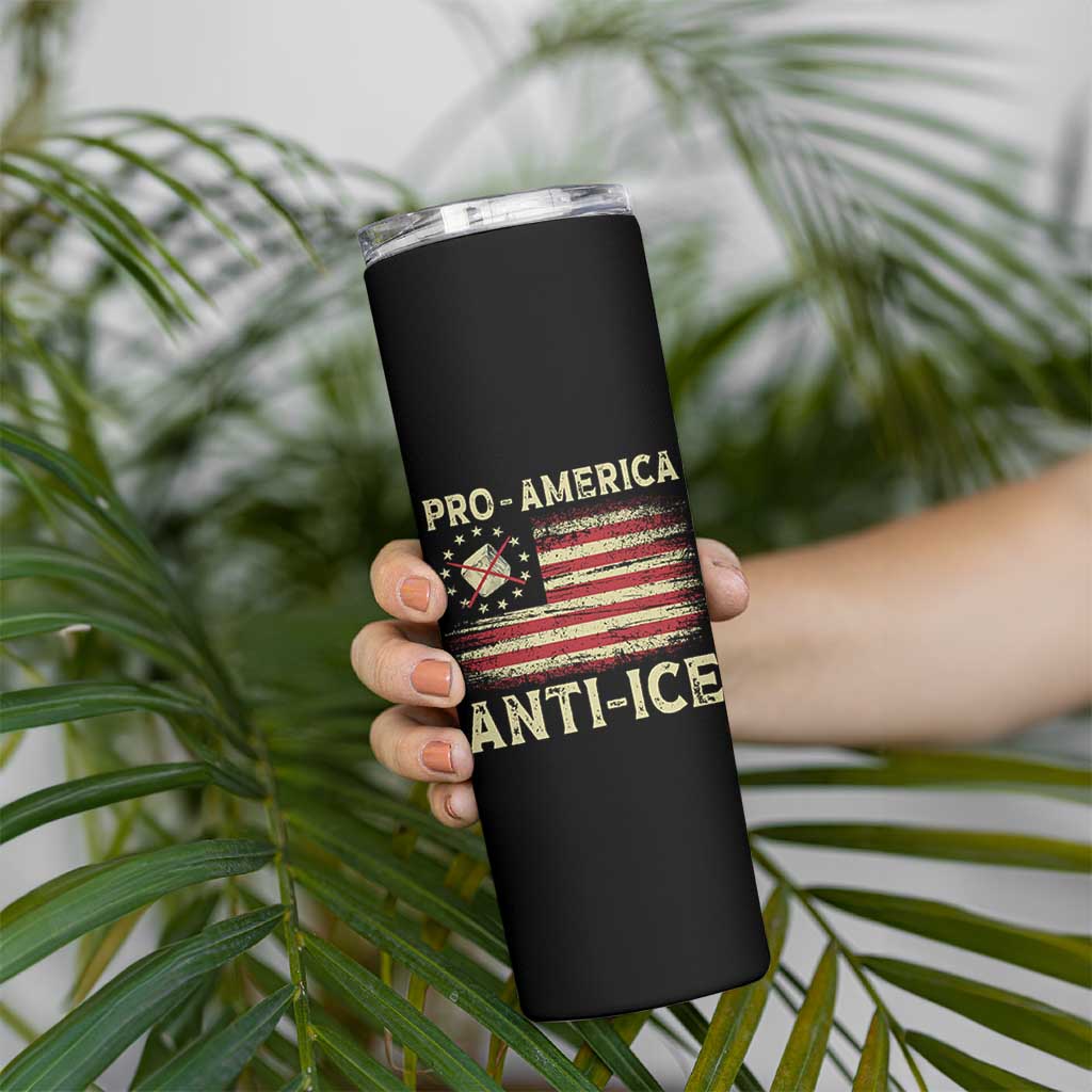 Pro American Anti Ice Skinny Tumbler Resist Protest Support Immigrants Refugee