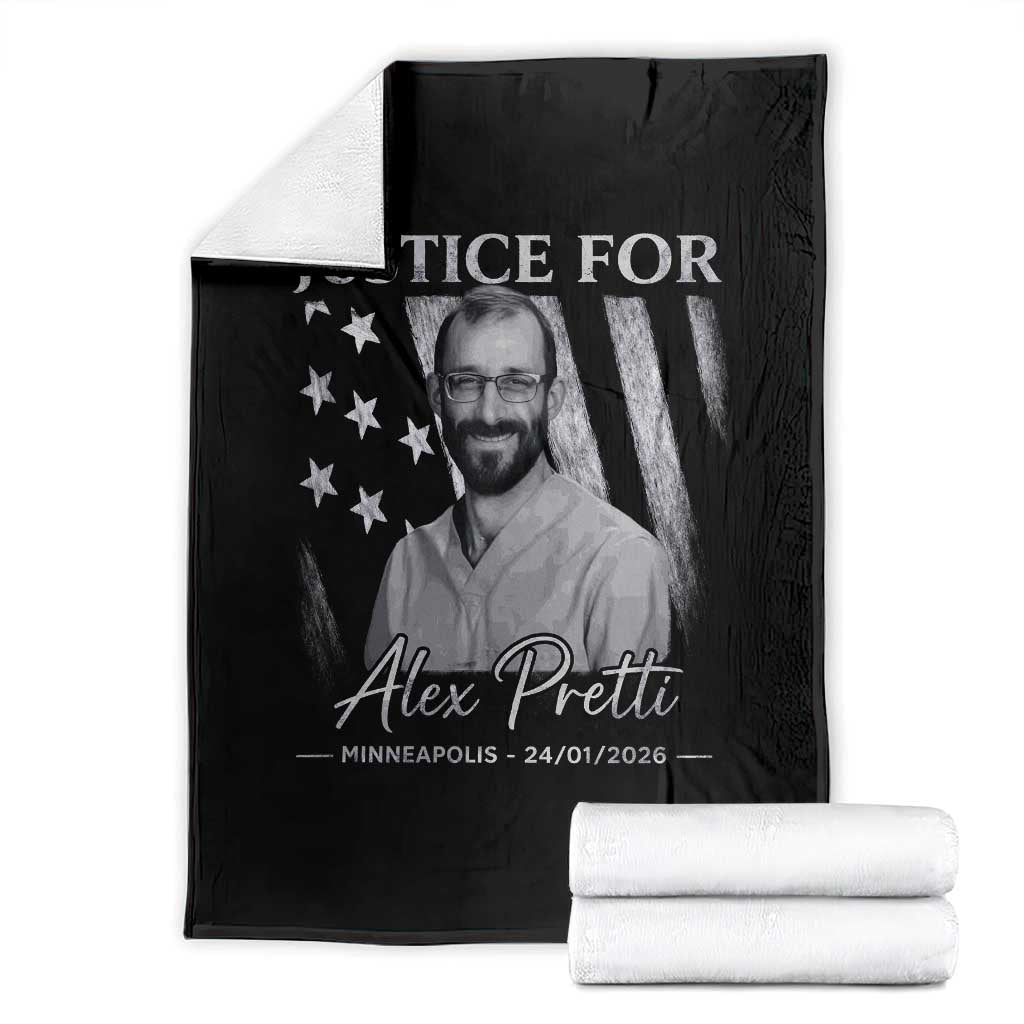 Justice For Alex Pretti Throw Blanket Minneapolis Tribute 2026 Vintage American Flag