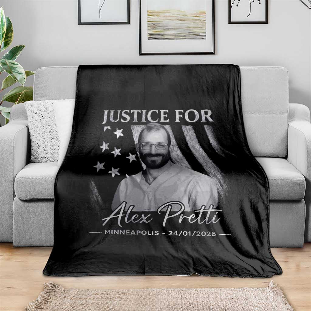 Justice For Alex Pretti Throw Blanket Minneapolis Tribute 2026 Vintage American Flag