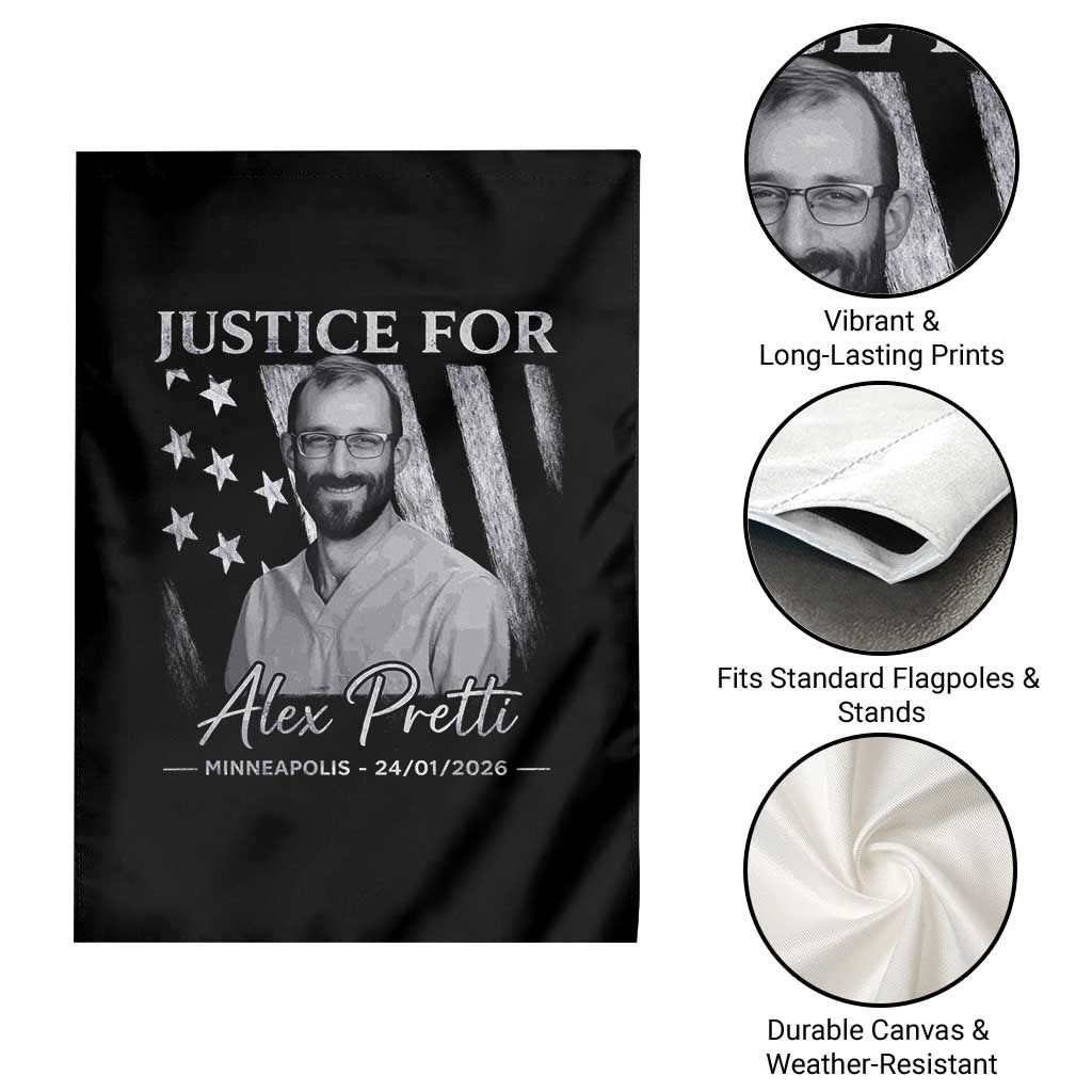 Justice For Alex Pretti Garden Flag Minneapolis Tribute 2026 Vintage American Flag