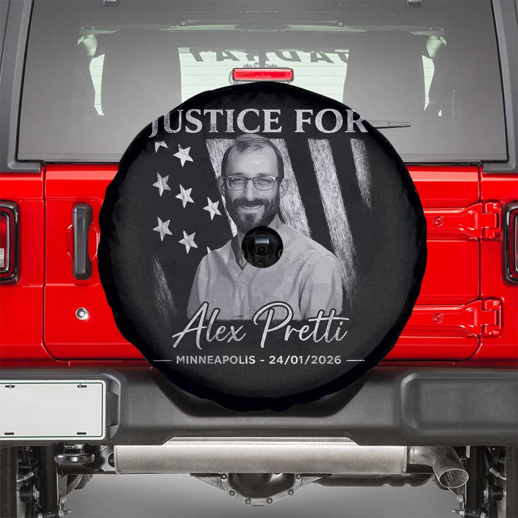Justice For Alex Pretti Spare Tire Cover Minneapolis Tribute 2026 Vintage American Flag