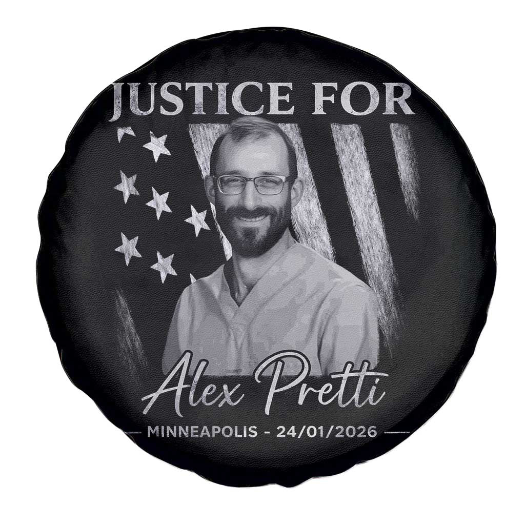 Justice For Alex Pretti Spare Tire Cover Minneapolis Tribute 2026 Vintage American Flag