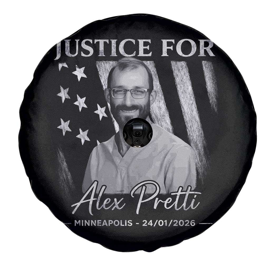 Justice For Alex Pretti Spare Tire Cover Minneapolis Tribute 2026 Vintage American Flag