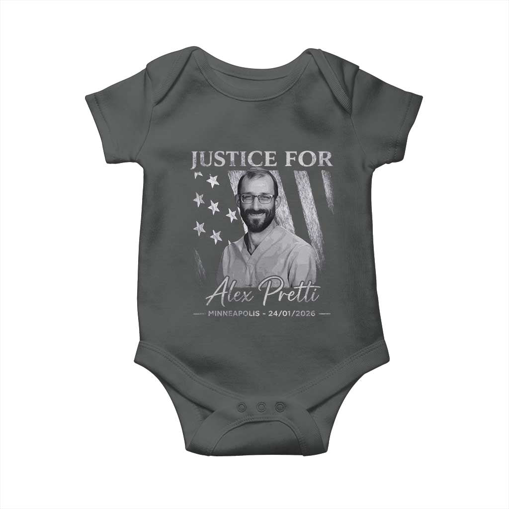 Justice For Alex Pretti Baby Onesie Minneapolis Tribute 2026 Vintage American Flag