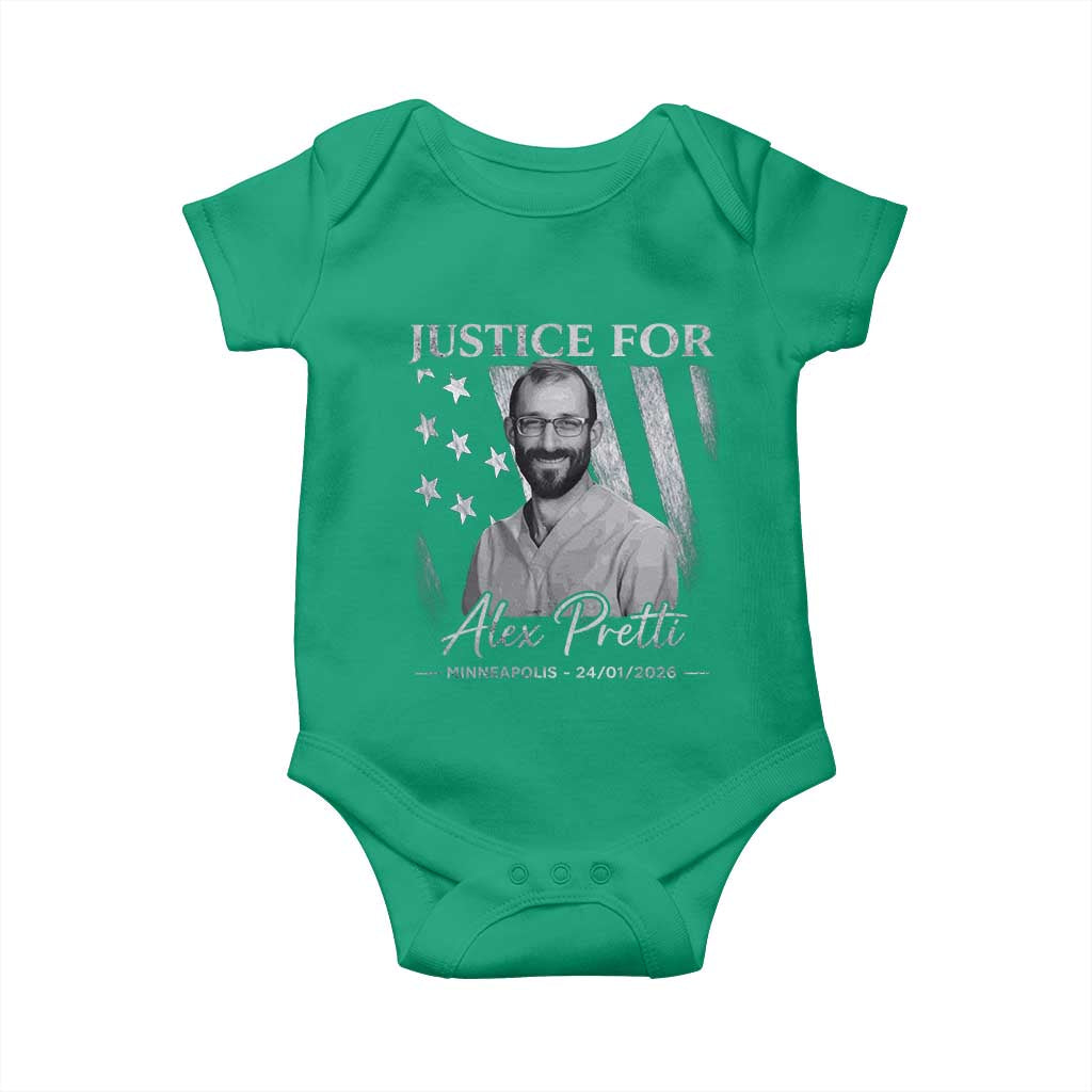 Justice For Alex Pretti Baby Onesie Minneapolis Tribute 2026 Vintage American Flag
