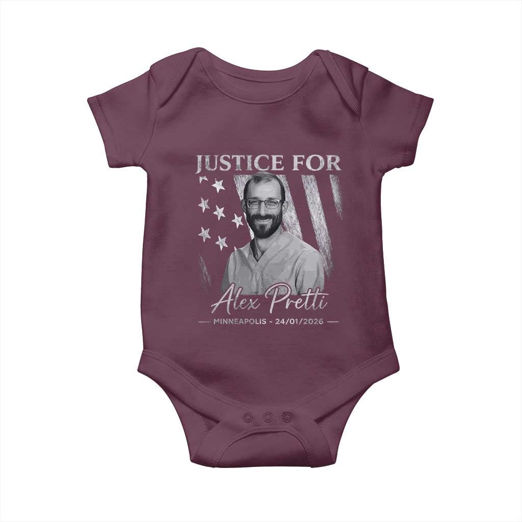 Justice For Alex Pretti Baby Onesie Minneapolis Tribute 2026 Vintage American Flag